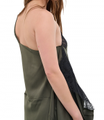 Olive Asymmetric Lace Slip Dress