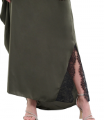 Olive Asymmetric Lace Slip Dress