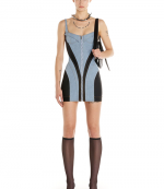Light Blue Black Denim Dress