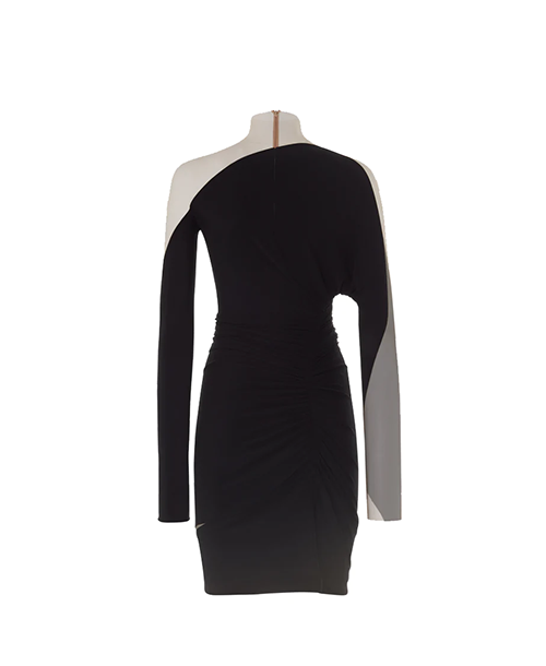 Black/Nude Sheer Drapped Dress