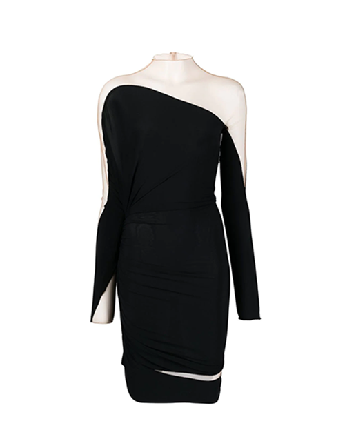 Black/Nude Sheer Drapped Dress