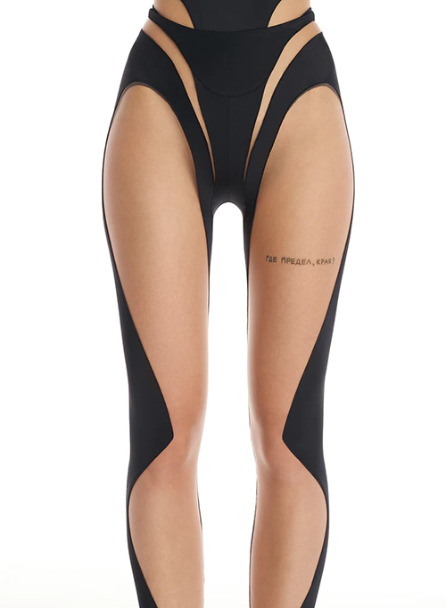 Black/Nude Sheer Rodeo Legging