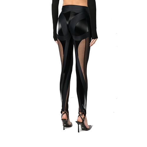 Black Glossy Sheer Spiral Legging