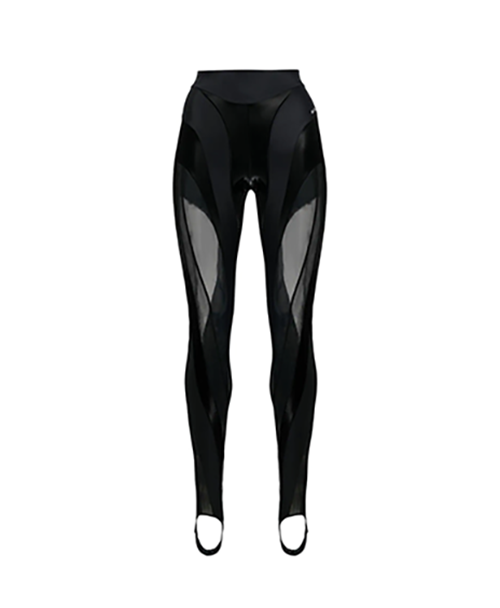 Black Glossy Sheer Spiral Legging