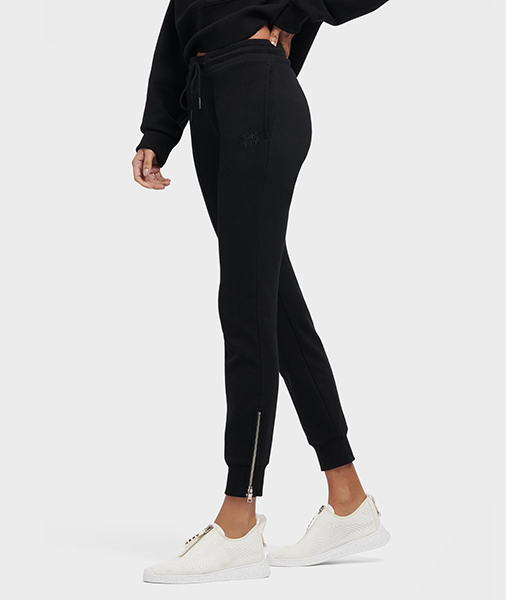 Zip Black Cotton Track Pant