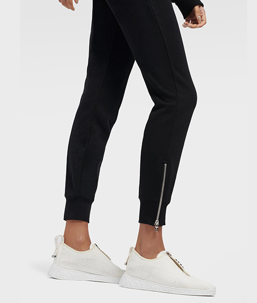 Zip Black Cotton Track Pant