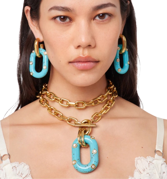 Gold/Turqoise Collier Sautoir
