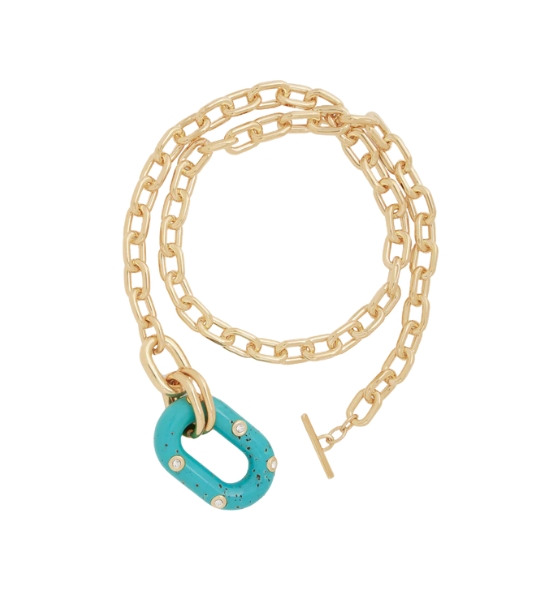 Gold/Turqoise Collier Sautoir