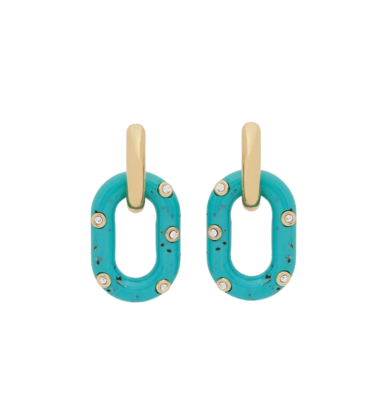 Gold/Turqoise Hoop Earings