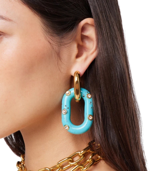 Gold/Turqoise Hoop Earings