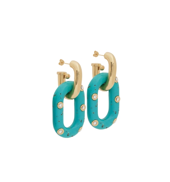 Gold/Turqoise Hoop Earings