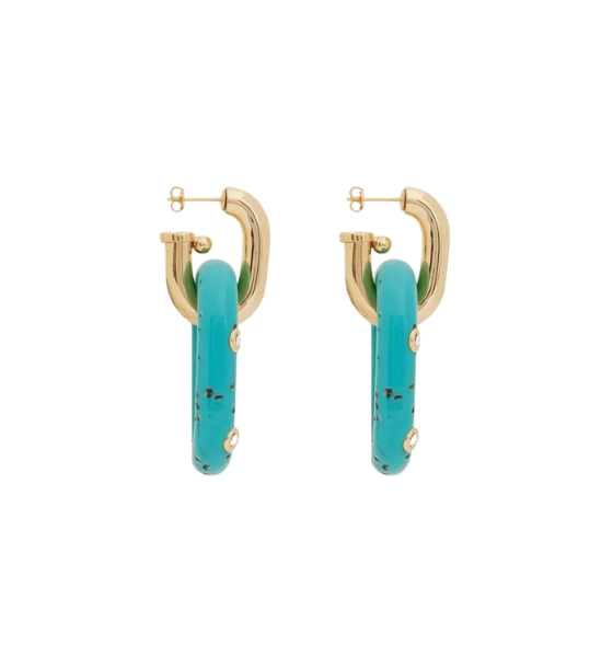 Gold/Turqoise Hoop Earings