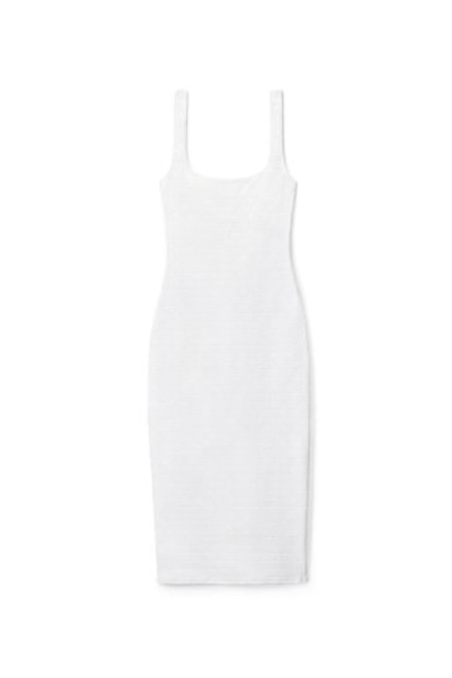 White Bodycon Below Knee Dress