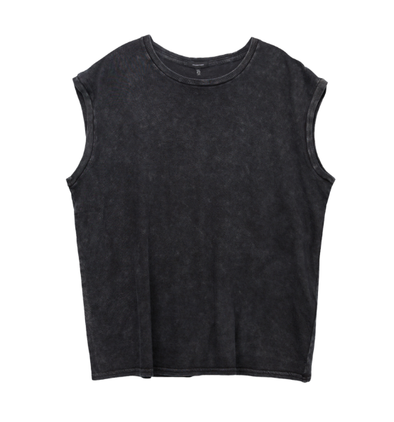 Dark Acid Grey Sleeveless T-Shirt
