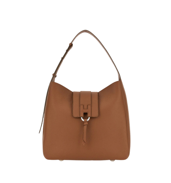 Brown Leather H01X Hobo Verticale Bag