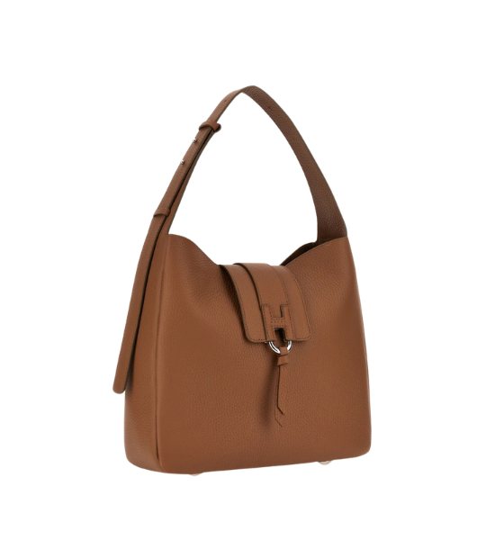 Brown Leather H01X Hobo Verticale Bag