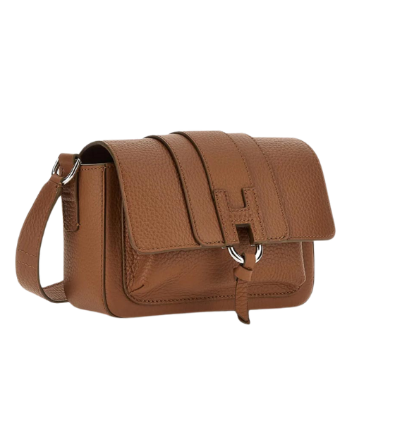 Brown Leather HO1X Flap Bag