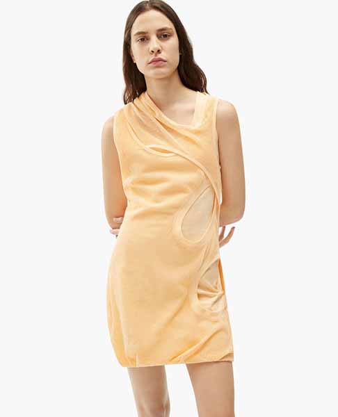 Asymetrical Tank Top Orange Dress