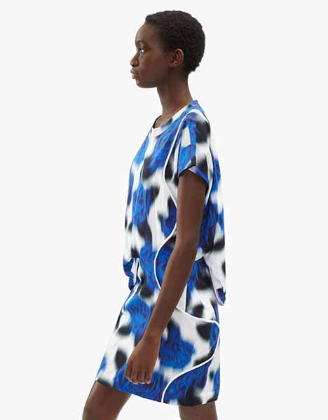 'Roses' Blue T-shirt Dress