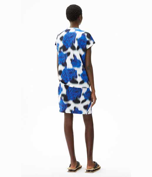 'Roses' Blue T-shirt Dress