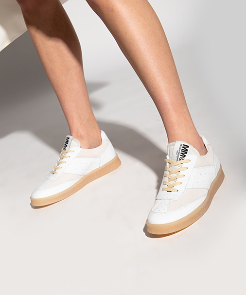 6 Court White Leather Sneaker