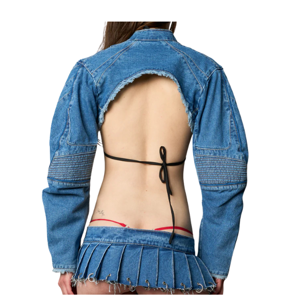 Xtc Blue Washed Denim Choker Jacket