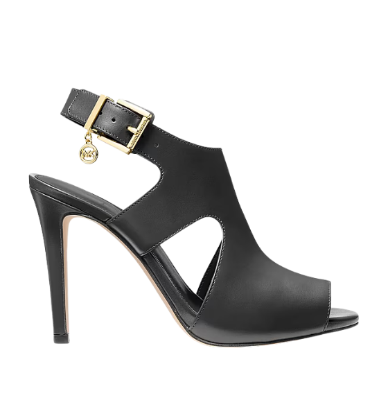 Black Leather Harper Heeled Sandal