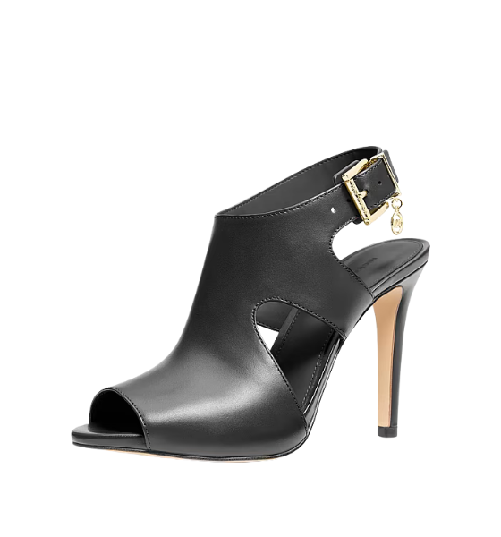 Black Leather Harper Heeled Sandal
