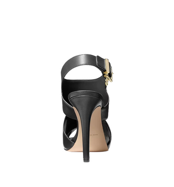 Black Leather Harper Heeled Sandal