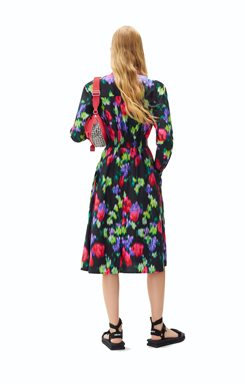 Blurred Flowers Shirt Dress