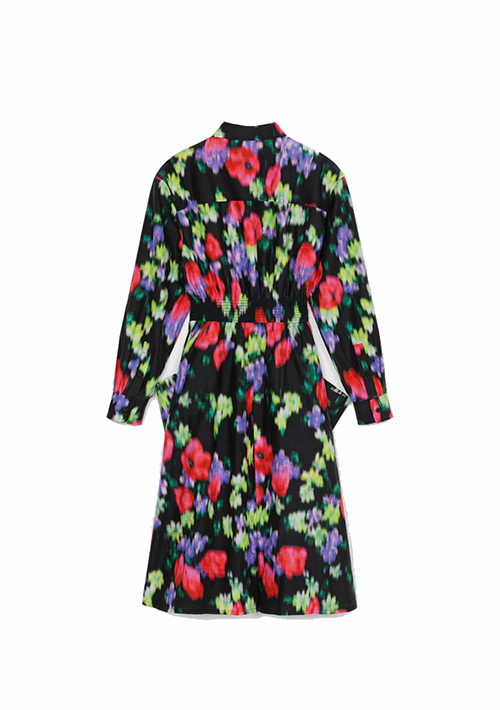 Blurred Flowers Shirt Dress