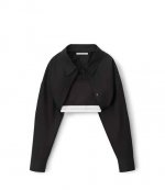 Tucked Shirt Bolero And Logo Elastic Top