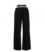 Black Mesh Denim Track Pants