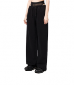 Black Mesh Denim Track Pants
