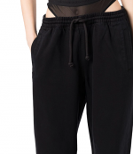Black Mesh Denim Track Pants