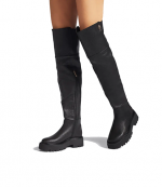 Black Leather High Leg Boots
