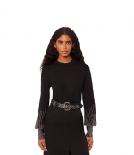 Black Stud Cuffs Wool Jumper