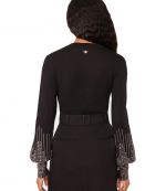 Black Stud Cuffs Wool Jumper