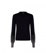 Black Stud Cuffs Wool Jumper