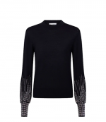 Black Stud Cuffs Wool Jumper
