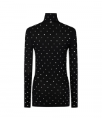 Embellished Jersey Turtleneck Top