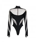 Black Nude Illusion Neckline Bodysuit