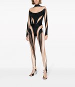 Black Nude Illusion Neckline Bodysuit