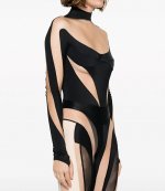 Black Nude Illusion Neckline Bodysuit