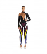 Black Nude Asymmetrical Illusion Bodysuit