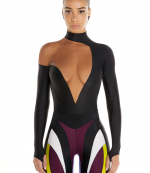 Black Nude Asymmetrical Illusion Bodysuit