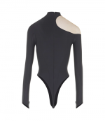 Black Nude Asymmetrical Illusion Bodysuit