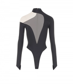 Black Nude Asymmetrical Illusion Bodysuit