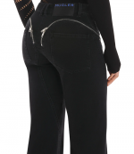 Black Cuffed Zipper Jeans