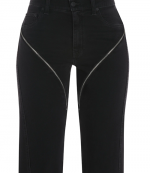 Black Cuffed Zipper Jeans